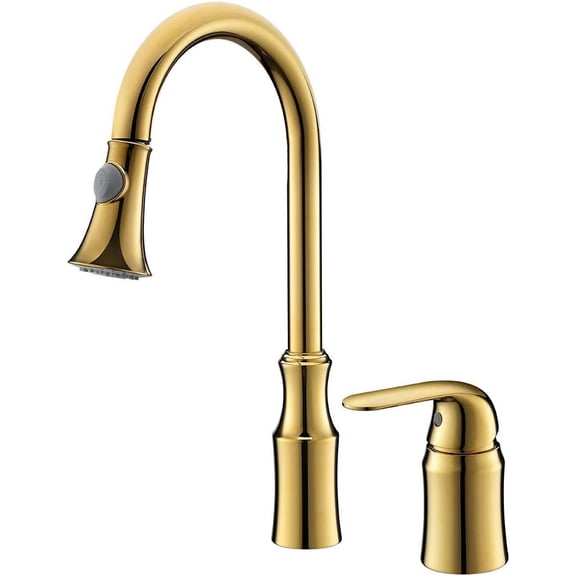 Tall Spring Kitchen Faucets Pull Down Sprayer Kitchen Faucet Single Handle Hot and Cold Water Mixer Tap 360 Rotation Crane,Gold