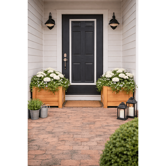 Tall Square Cedar Planter Box – Rustic Wooden Planter for Front Door, Patio (12"x12"x16.5"H)