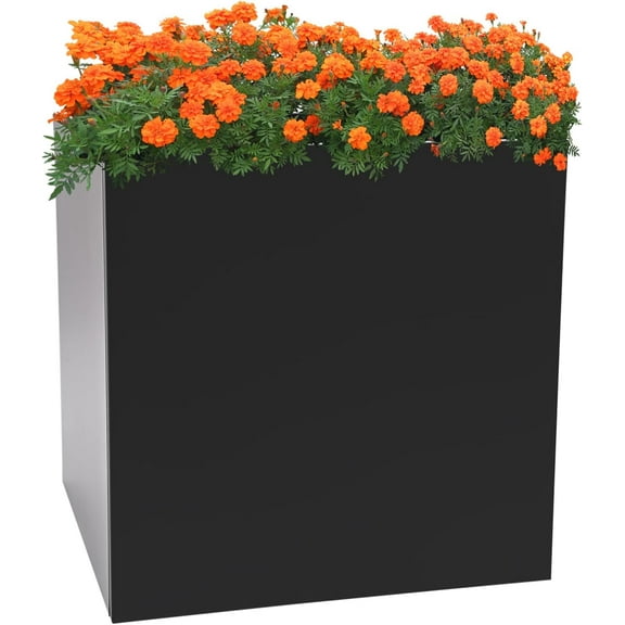 Tall Square Planter 26 x 26 x 26, Heavy Duty Steel Large Planter Box Cube Plant Pot Outdoor Flower Shrubs Planter for Porch, Garden, Patio, Yard, Black