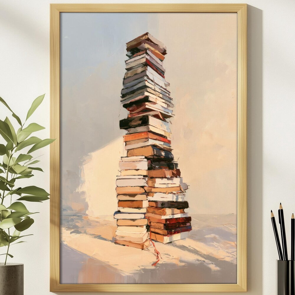 Tall Stack Old Books Painterly Still Life Poster - Walmart.com