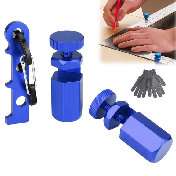 Tall Stair Gauges for Framing Square  Aluminum Stair Gauge Set with Hex Lock, Holder & Hook, Non-Slip Stops for Carpentry, Rafter Layout, Circular Saw Guide, Woodworking Angle Marking Tool (Blue)