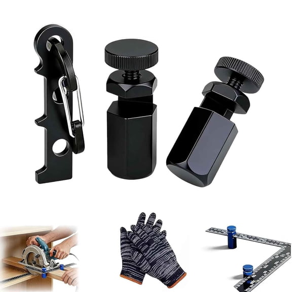 Tall Stair Gauges for Framing Square, Hexagonal Stable Lock with Holder & Hook for Carpentry & Circular Saw, Anti-Wobble Design for Carpentry, Speed Square & Circular Saw Guide (Black)