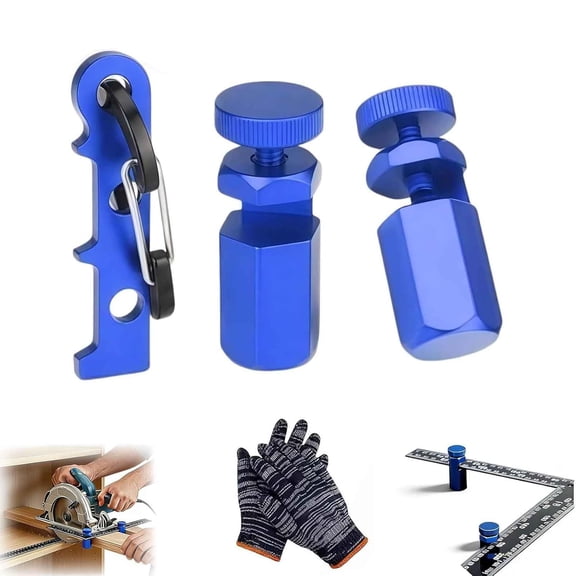 Tall Stair Gauges for Framing Square, Hexagonal Stable Lock with Holder & Hook for Carpentry & Circular Saw, Anti-Wobble Design for Carpentry, Speed Square & Circular Saw Guide (Blue)