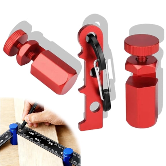 Tall Stair Gauges for Framing Square with Holder & Carabiner – Aluminum Stair Stringer Layout Tool, Guide for Circular Saw and Rafter Layout