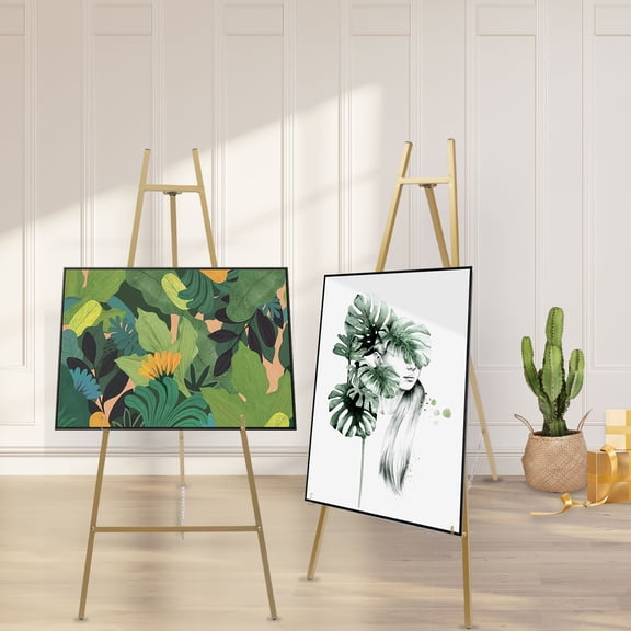Tall Steel Pipe Portable Floor Easel Stand for Decorative Display - Large Gold Wedding Easel Stand Great for Weddings, Welcome Signs, and Any Exquisite Displays