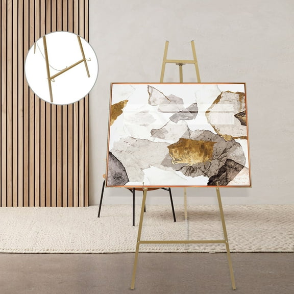 Tall Steel Pipe Portable Floor Easel Stand for Decorative Display Large Gold Wed