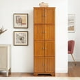 thumbnail image 1 of Tall Storage Cabinet with Multiple Compartments | Ideal for Office Organization | Solid MDF Construction with Oak Finish | Solves Storage Issues in Workspace, 1 of 3