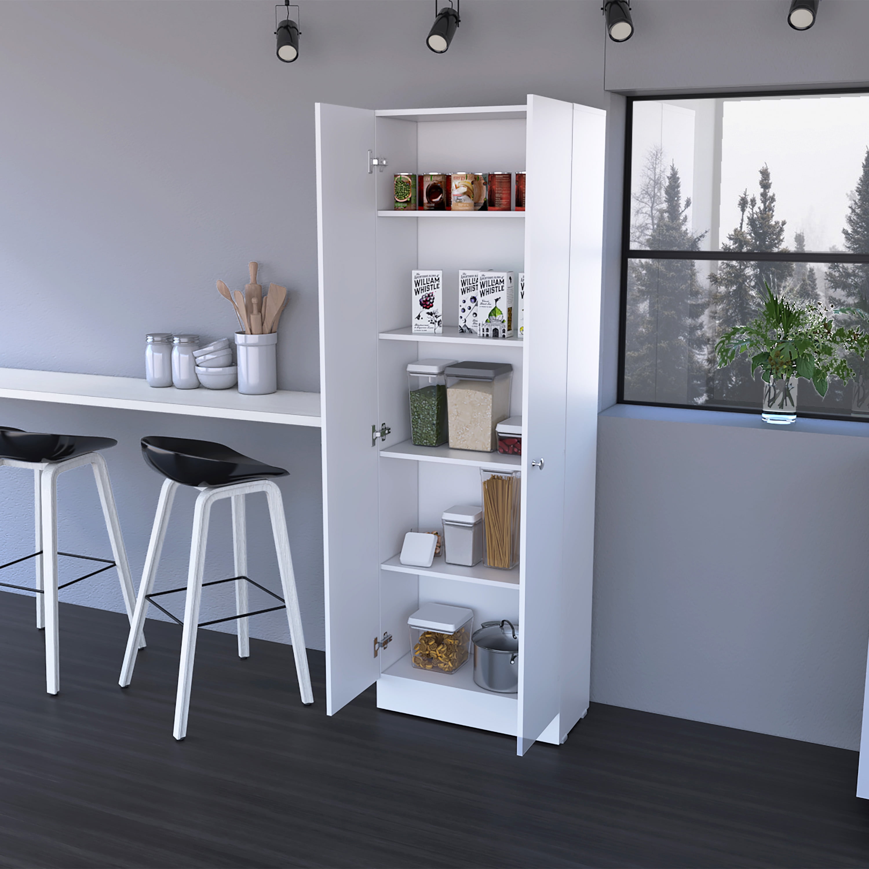 Tall Storage Pantry Storage with Double Door and