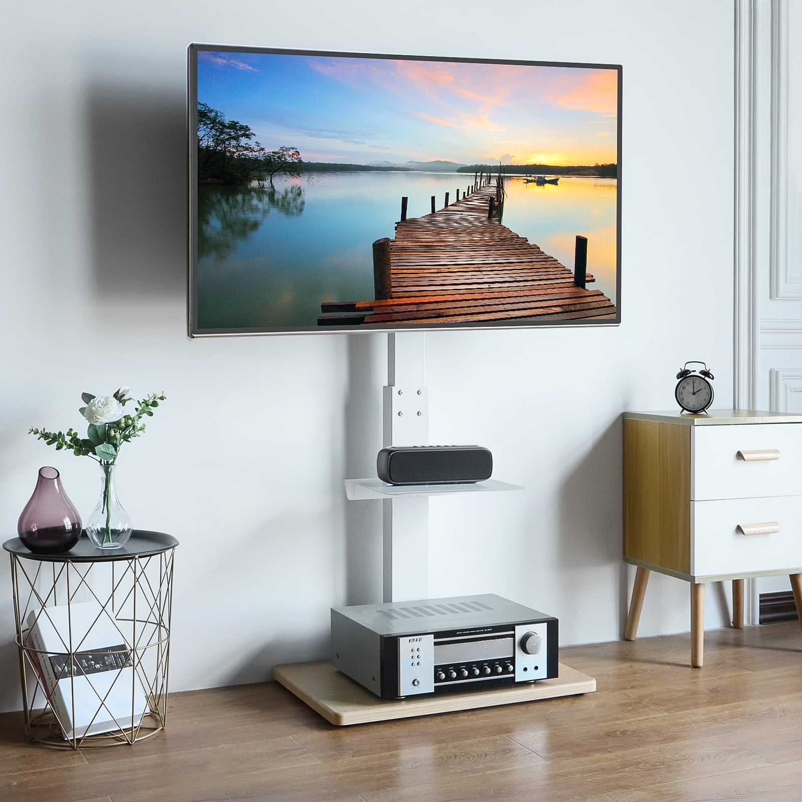 Tall TV Stand with Swivel Mount for TVs up to 75