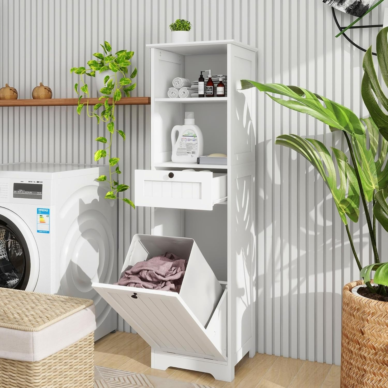 Tall Tilt Out Laundry Room and Storage with Hidden Removable