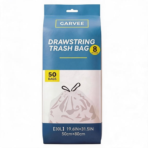 Tall Trash Bags 30L (8 Gallon), 200 Count (4 Rolls)