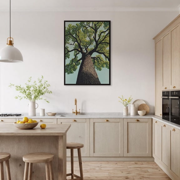 Tall Tree Canopy Wall Art, Upward Forest Nature Decor, Unframed Canvas Size 12x18