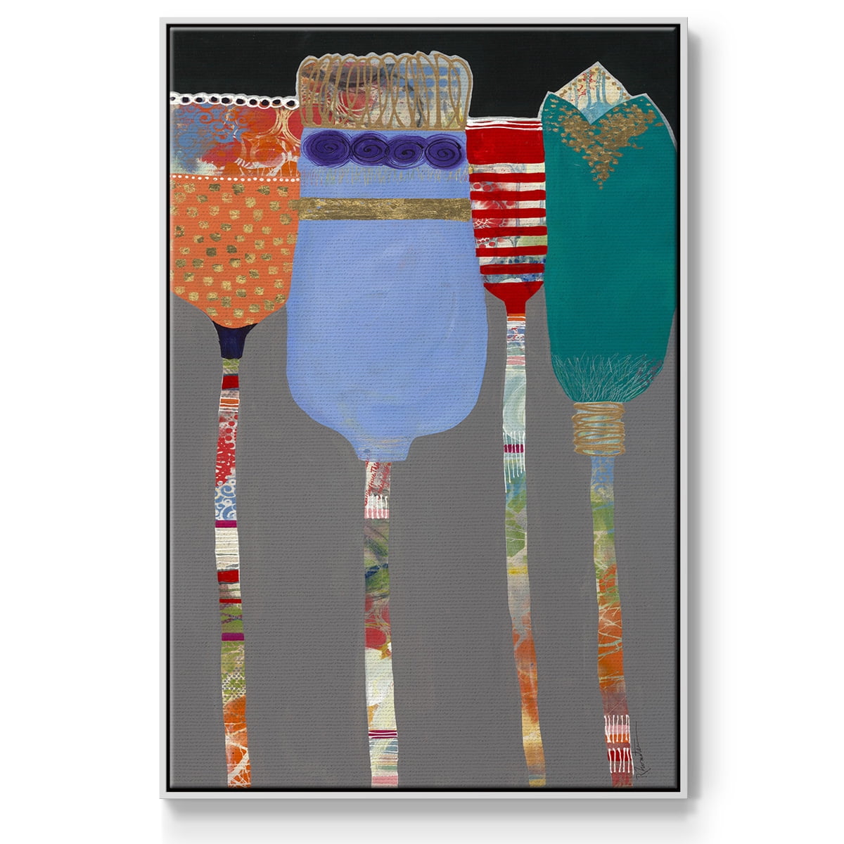 Tall Tulips Framed Premium Gallery Wrapped Canvas - Ready to Hang - 27 x 41 - White Floating Frame