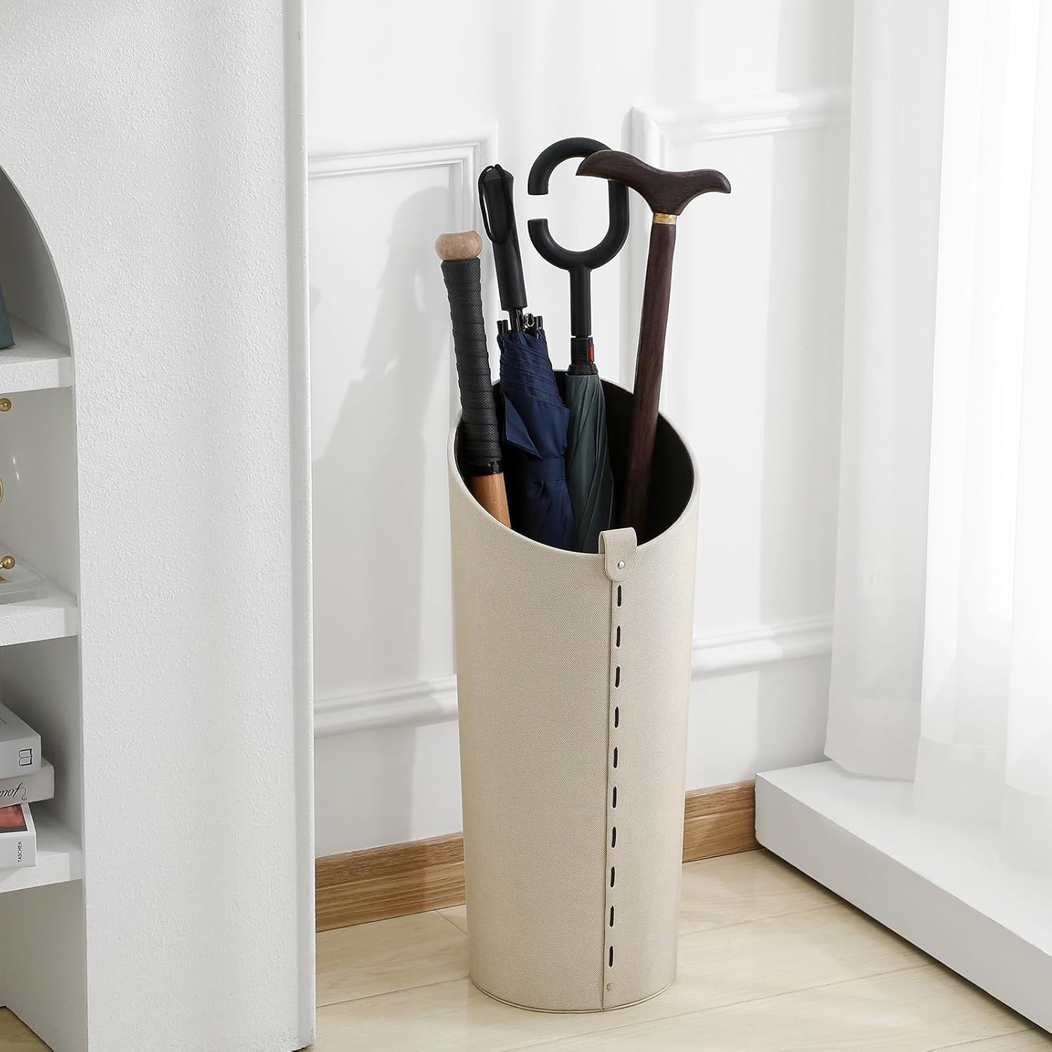 Tall Umbrella Holder White That Won't Tip Over with Removable Drip Tray Modern Farmhouse Home Decor Umbrella Bucket Rack