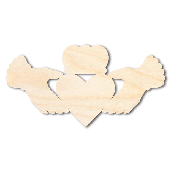 Tall Unfinished Wood Claddagh Shape - Irish Craft - up to 46" DIY 24" / 1/8"