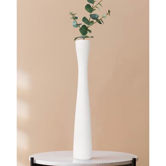 Tall White Vase 16 Inch Skinny Flower Vases, Handmade Ceramic Vase Modern Minimalist Style for Living Room, Home, Office, Centerpiece,Table, Wedding Party