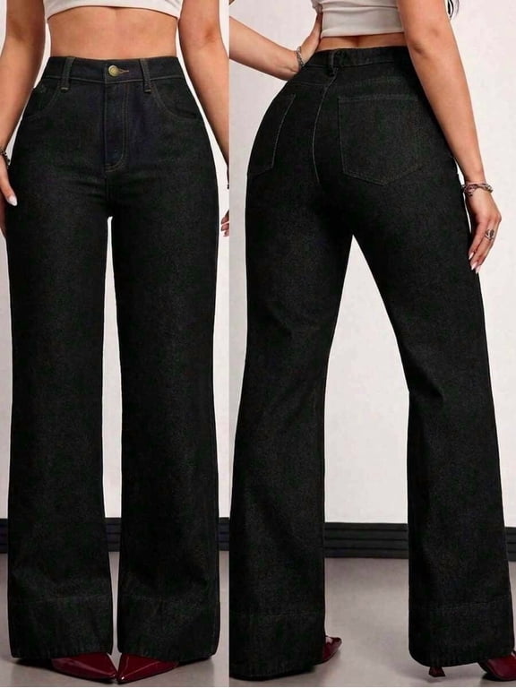 Tall Women’s Loose High‑Waist Wide‑Leg Denim Jeans with Pockets
