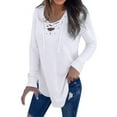 thumbnail image 1 of Tall Womens Shirts Women V Neck Strap Long Sleeve T-Shirt Top Autumn Blouse, 1 of 5