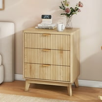 Tall Wood Nightstand with 3 Drawers, Contemporary Design for Bedroom, 23.6"W x 15.8"D x 28.3"H