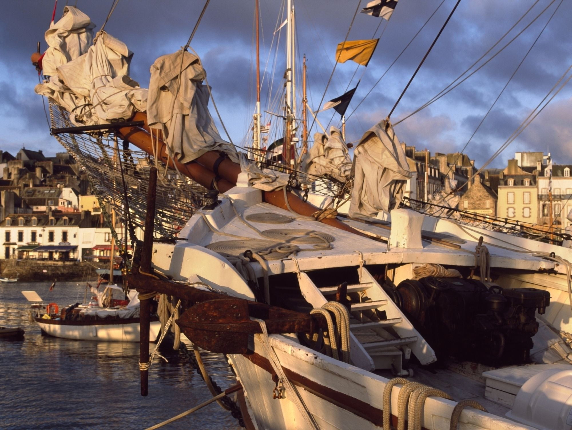 Tall ship in Douarnenez harbor Finistere Brittany France Canvas Art - Panoramic Images (12 x 16)