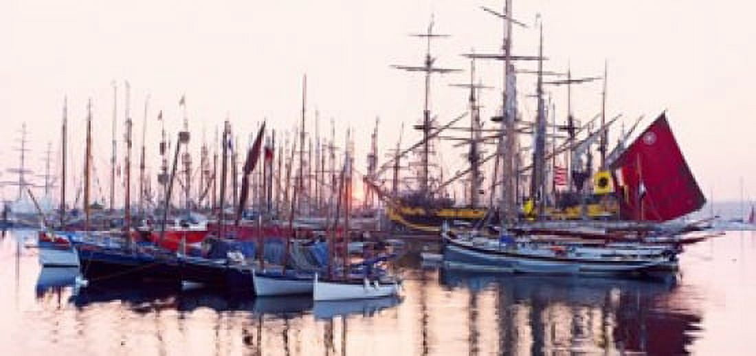 Tall ship in Douarnenez harbor Finistere Brittany France Canvas Art - Panoramic Images (24 x 12)