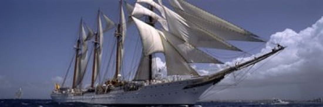 Tall ship in the sea Puerto Rico Canvas Art - Panoramic Images (18 x 6)
