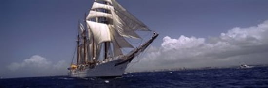 Tall ship in the sea Puerto Rico Canvas Art - Panoramic Images (36 x 12)
