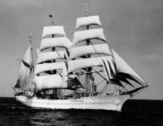 Tall ship sailing in the sea Canvas Art - (24 x 36)