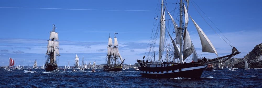 Tall ships race in the ocean Baie De Douarnenez Finistere Brittany France Canvas Art - Panoramic Images (36 x 12)