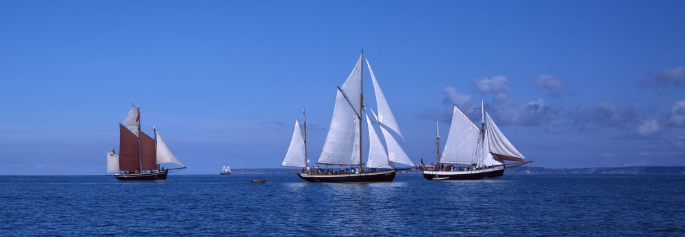 Tall ships race in the ocean Baie De Douarnenez Finistere Brittany France Canvas Art - Panoramic Images (36 x 12)