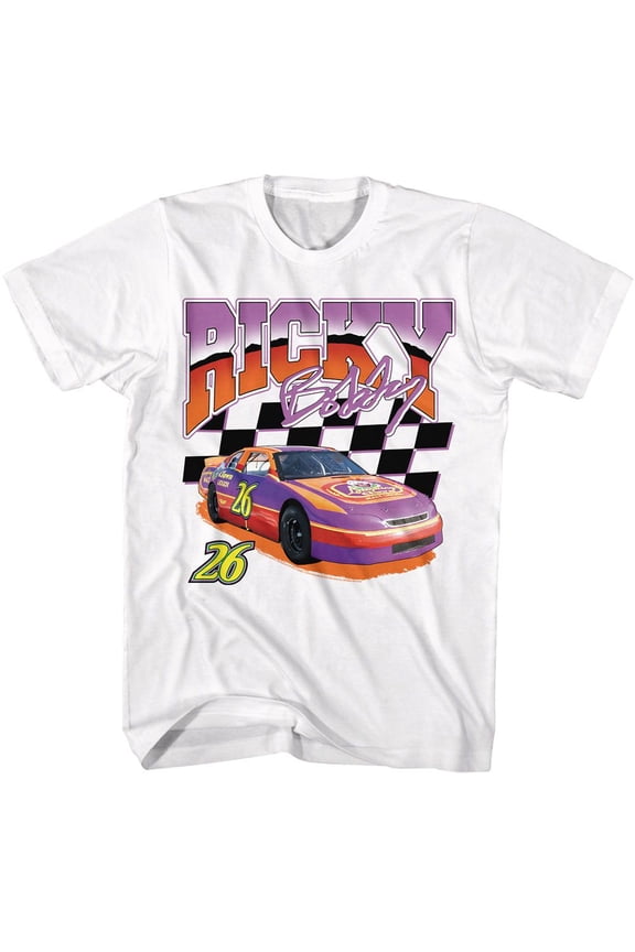 Talladega Nights - Ricky Racer - White Front Print Short Sleeve Adult T-Shirt