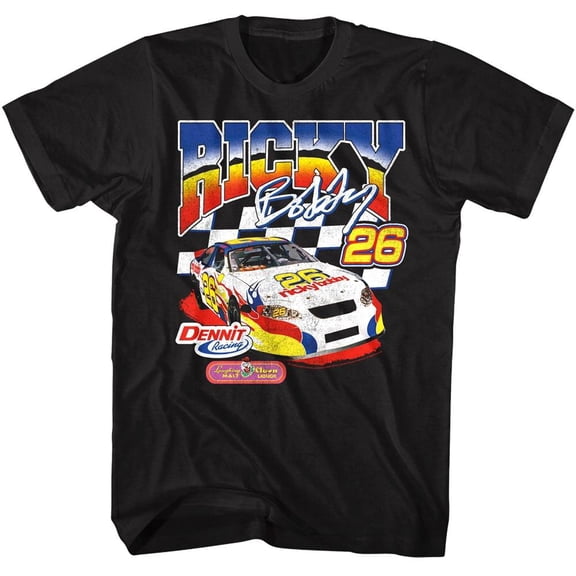 Talladega Nights Dennit Racing Black Car Men's T Shirt (Black, AdultXL)
