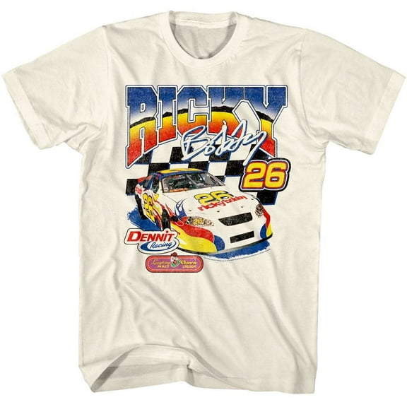 Talladega Nights Dennit Racing Old Sponsors Men's T Shirt (Ivory, AdultL)