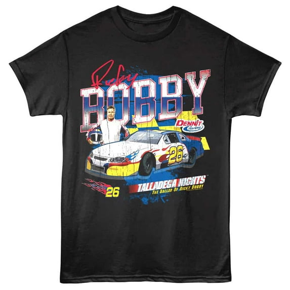 Talladega Nights Vintage Ricky Bobby Men's T Shirt (Black, Adult3XL)