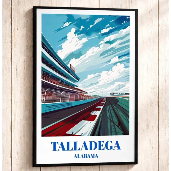 Talladega Superspeedway Travel Poster Nascar Racing Art Print Home Decor Office Wall Art
