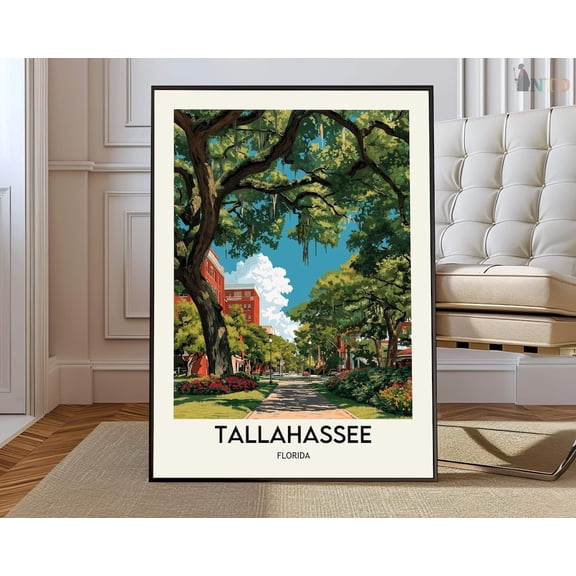 Tallahassee Florida City Map Wall Art Travel Decor Photo Print, Unframed Paper Poster 8x10in