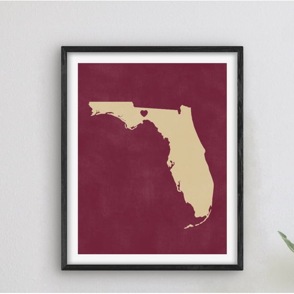 Tallahassee Florida College Map Wall Art Print, Alumni Decor Unframed Paper Print