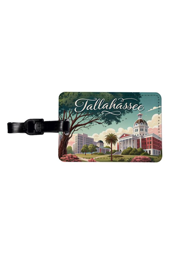 Tallahassee, Florida FL Travel City State Stamp Faux Leather Travel Luggage Tag