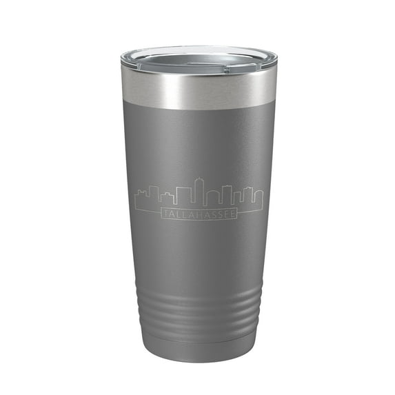 Tallahassee Skyline Minimalist Outline Tumbler Travel Mug Insulated Laser Engraved Coffee Cup Florida 20 oz Dark Gray