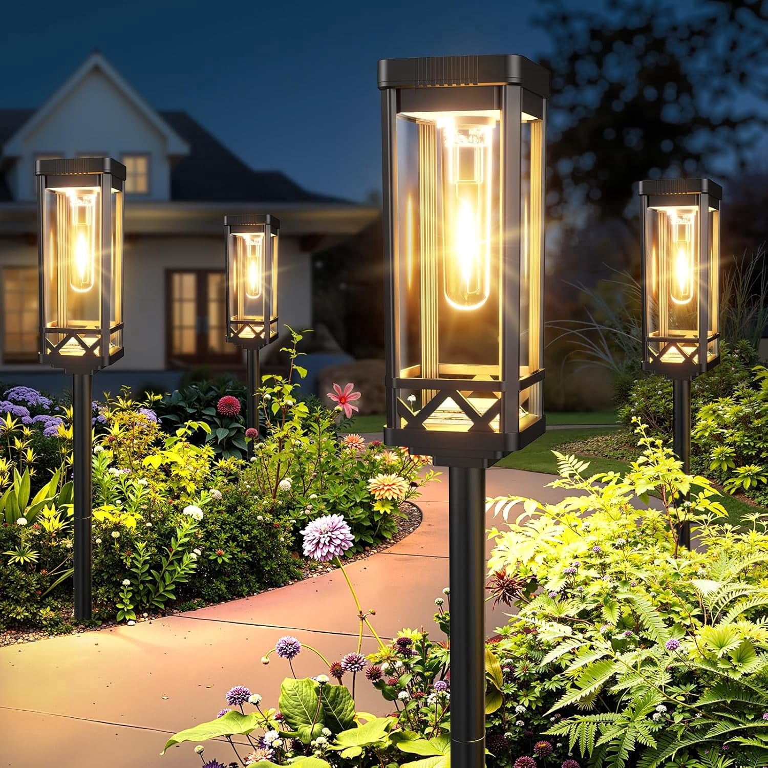 Solar Pathway Lights Outdoor, 8 Pack Upgraded Brighter Solar Garden Lights Solar Powered, Up To 15 Hours Outdoor Solar Lights for Yard Landscape Lighting Path Walkway Driveway Sidewalk