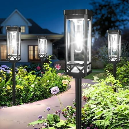Taller Solar Pathway Lights Outdoor, 8 Pack Upgraded Brighter Solar Garden Lights Solar Powered, Up to 15 Hours Outdoor Solar Lights for Yard Landscape Path Walkway Driveway (Cool White)