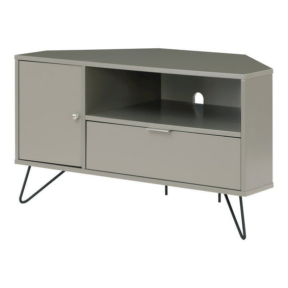 Furniture of America Emilia Modern Wood Multi-Storage Corner TV Stand in Gray
