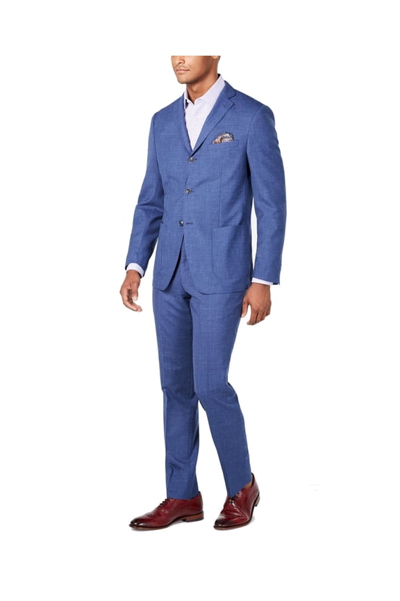Men's Orange Slim Fit Blue Melange Suit Pants Size 37 New with Tags