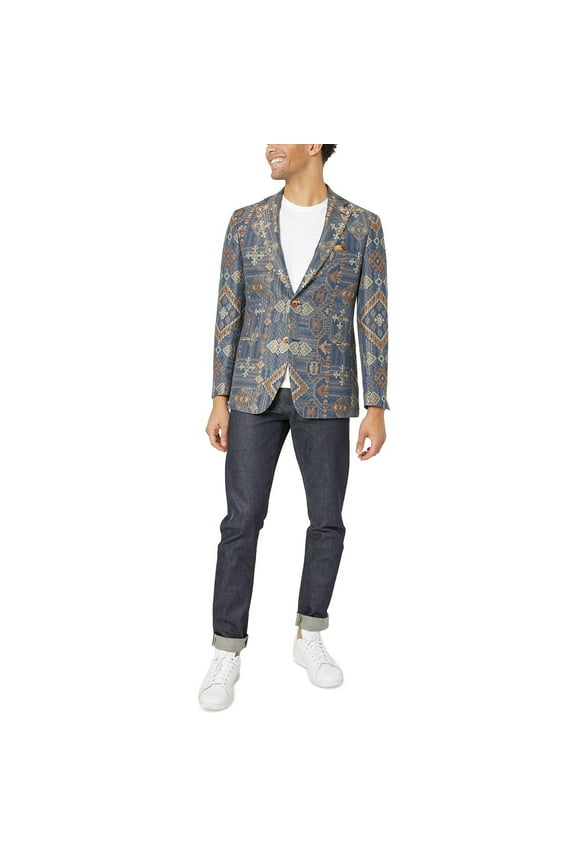 Men's Slim-Fit Jacquard Sport Coat Bluegold 38S B4HP $295