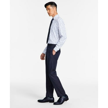 Tallia Men's Slim Fit Stretch Solid Suit Dress Pants Blue Solid 32 x 32