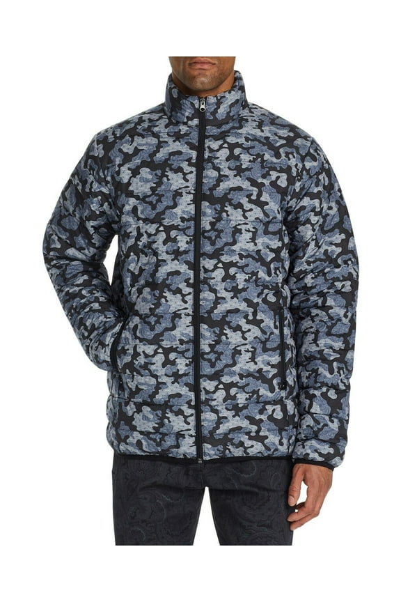 Men's Slim-Fit Water Resistant Camo Leopard Print Puffer Jacket Large