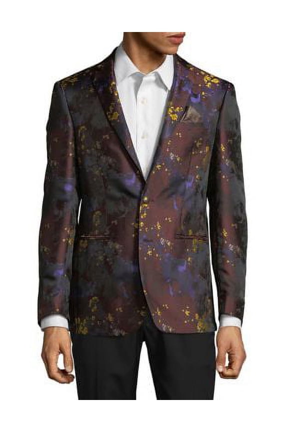 Mens Abstract Floral Two Button Blazer Jacket, Multicoloured, 40 Short