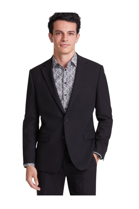 Mens Classic fit Sport Coat Blazer 52 R Black Solid Stretch