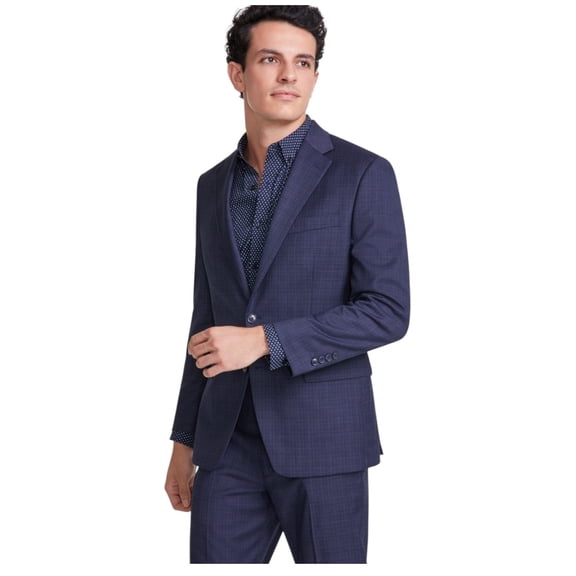Tallia Mens Classic fit Suit Jacket Blazer 46 L Navy Blue Plaid