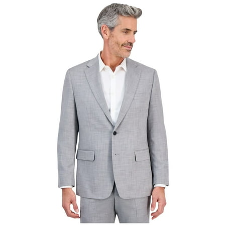 Tallia Mens Classic fit Suit Jacket Blazer 46 R Light Grey Solid Stretch